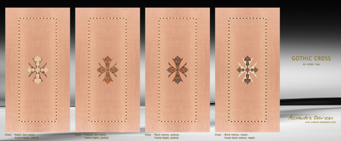 gothic cross intarsia alder