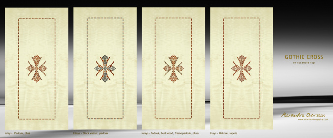 gothic cross intarsia maple