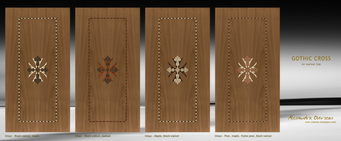 gothic cross intarsia walnut